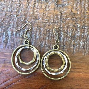 Triple hoop dangle earrings